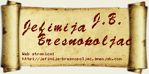 Jefimija Bresnopoljac vizit kartica